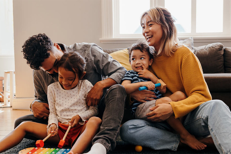 family laughing together