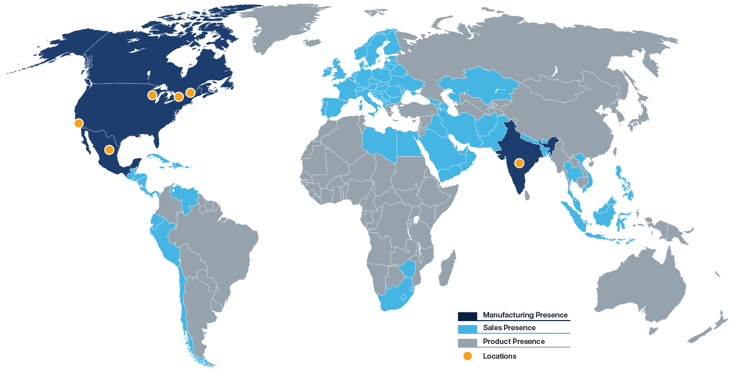 Map showing company global locations