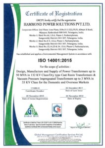 certificate of registration ISO 14001:2015